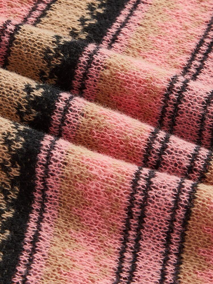 Women's Off Shoulder Pink Striped Sweater