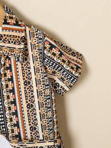 SHEIN Baby Jungen Sommer-set Mit Tropischem Muster: Hemd, Shorts Und T-shirt - Braun - Übersicht 4