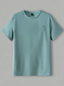 Manfinity Unisex 3pcs Pack Men Knitted Short Sleeve T-Shirt With Embossed Round Neckline, For Going Out, For Friends, Couple Things