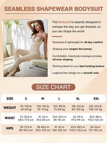Women's High-Stretch Body Shaping Jumpsuit With Chest Support And Tummy Control - Apricot - View 4