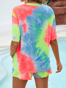 LONESS Tie-Dye T-Shirt And Shorts Casual Summer Women Two Piece Sets For Vacation