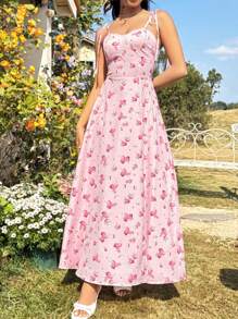 Soleia Vestido Estampado Floral Con Camisola De Corte Alto Para Mujer - Multicolor - Ver 4