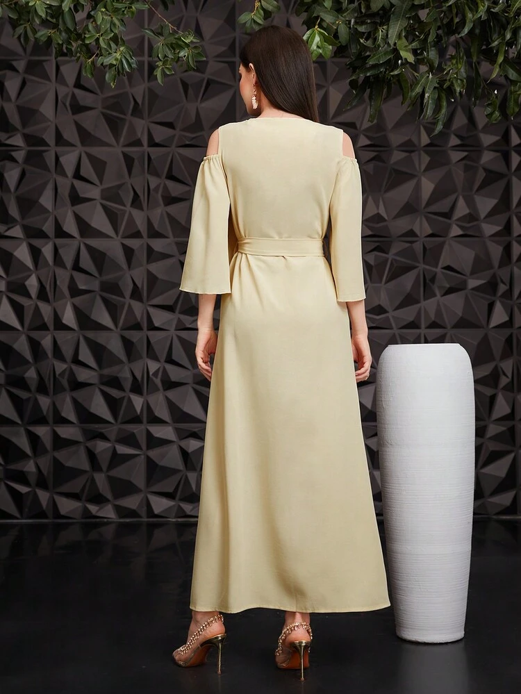Women's Flare Sleeve Arabian Dress, Elegant Evening Party Dress