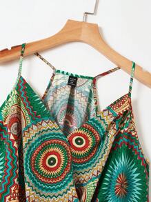 SHEIN VCAY Kích thước lớn In Crisscross Dây đeo Cami ngọn - Nhiều màu - Xem 3