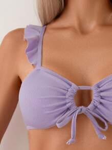 SHEIN Swim Ladies' Purple Bikini Set Valentine - Purple - View 3