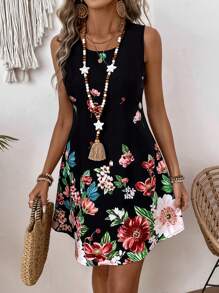 SHEIN LUNE Của phụ nữ Không tay In hoa Đầm - Nhiều màu - Xem 4