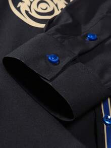 Manfinity LEGND Nam Baroque In Tay áo dài Áo sơ mi - màu đen - Xem 4