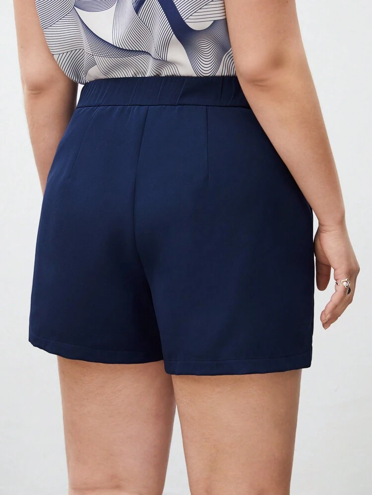 Plus Size High Waisted Shorts With Slanted Pockets