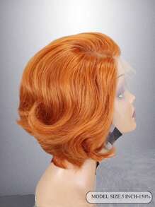 13x4 Orange Short Wig Lace Front Human Hair Ginger Pixie Cut Wigs - SORANGE - View 2