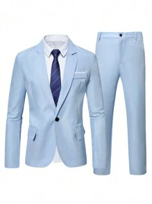 Manfinity AFTRDRK Men's Plus Size Blazer With Notched Lapel Collar And Trousers Set