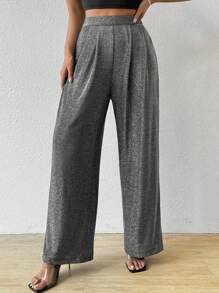 Chiquease 女士褶皺寬腳褲 - 銀色 - 查看 5