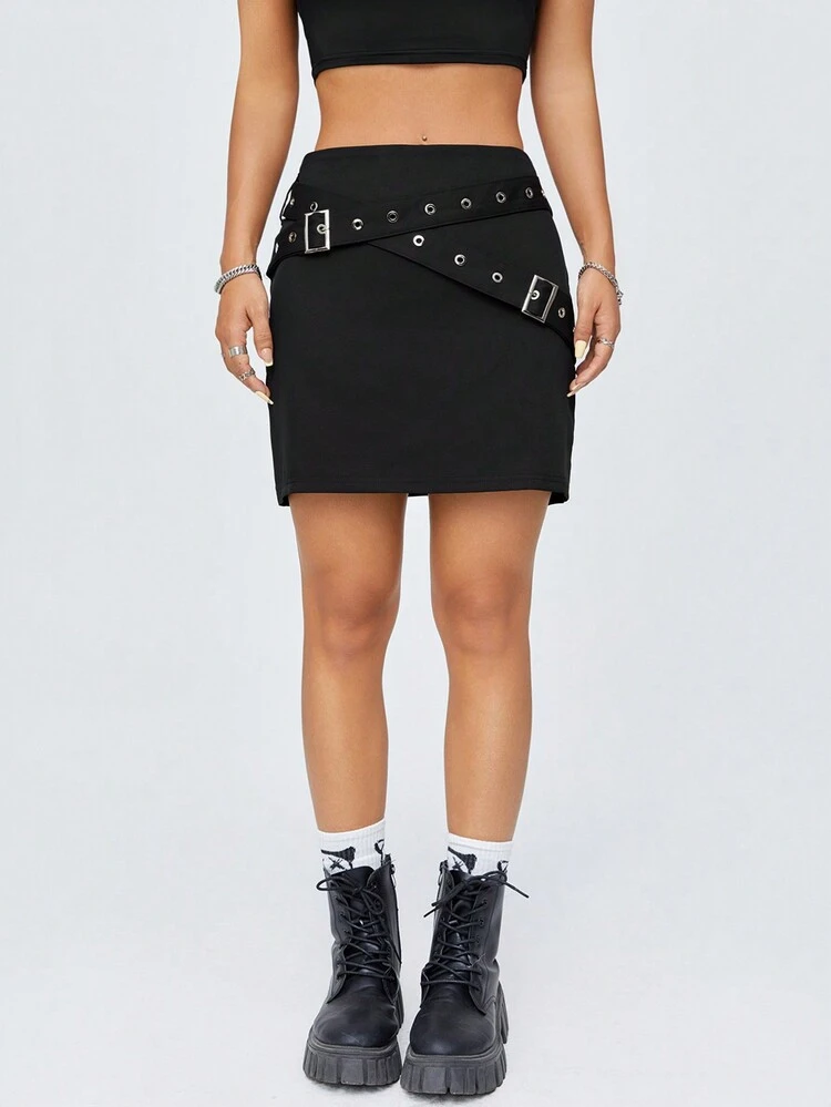 Ladies' Fashionable Double Belted Skirt