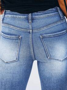 Ripped Skinny Jeans - Medium Wash - View 3