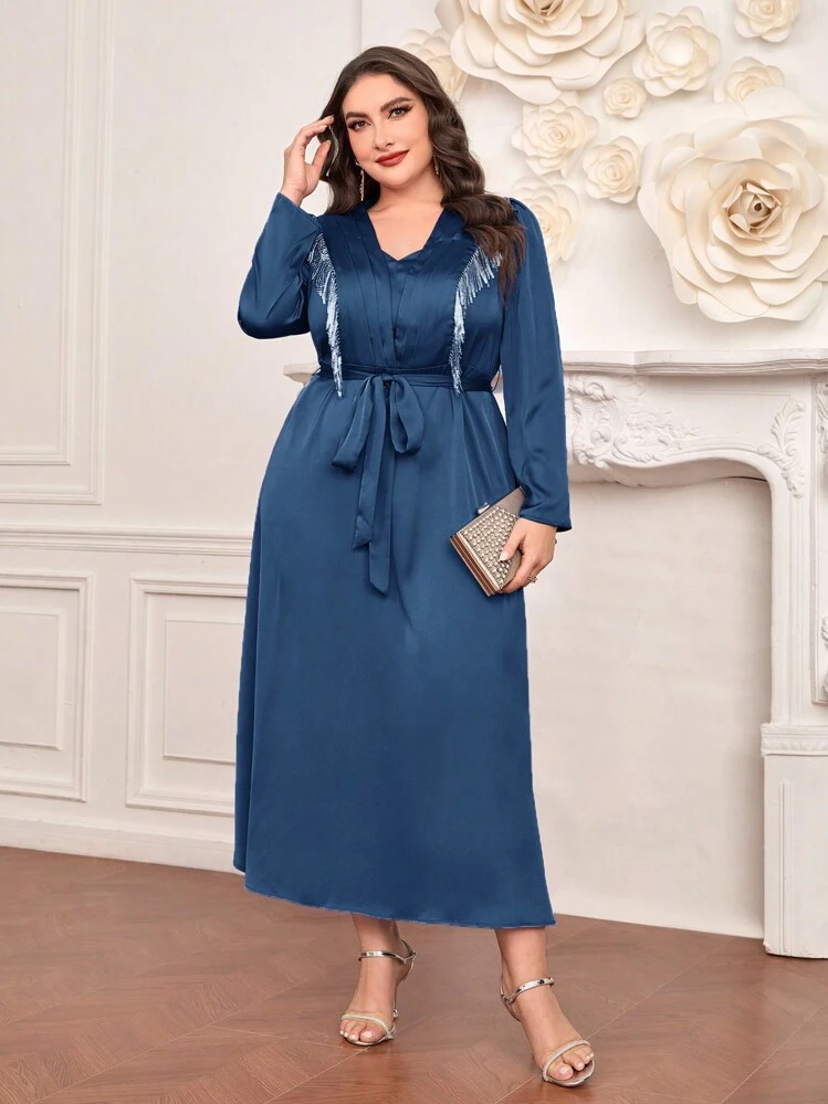 shein empire waist dress SHEIN Bishop Sleeve Empire Waist Dress