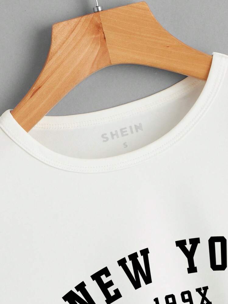 INAWLY Camisa corta con gráfico de letras, blusas gráficas para mujer - Blanco - Añade 3