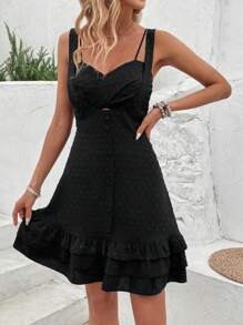 Breezaya Damski Super Crop Top & Sukienka na ramiączkach Modny 2 szt./zestaw