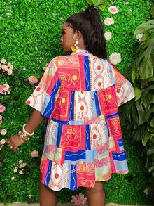 Slaydiva Printed A-Line Dress - Multicolor - View 5