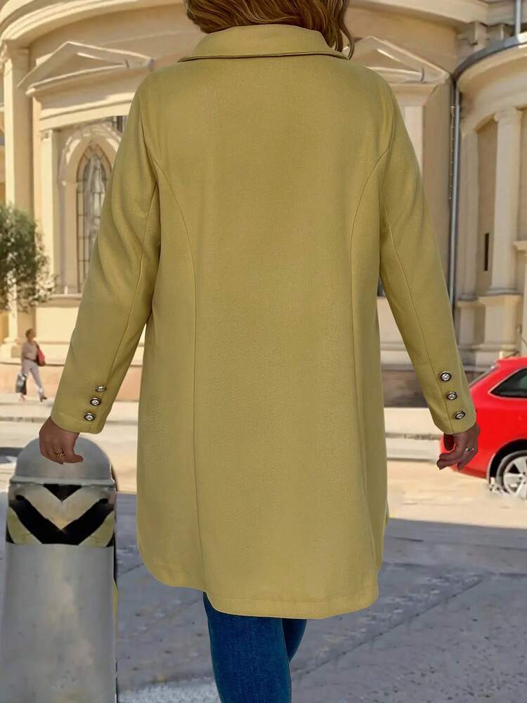 Plus Lapel Neck Double Breasted Overcoat