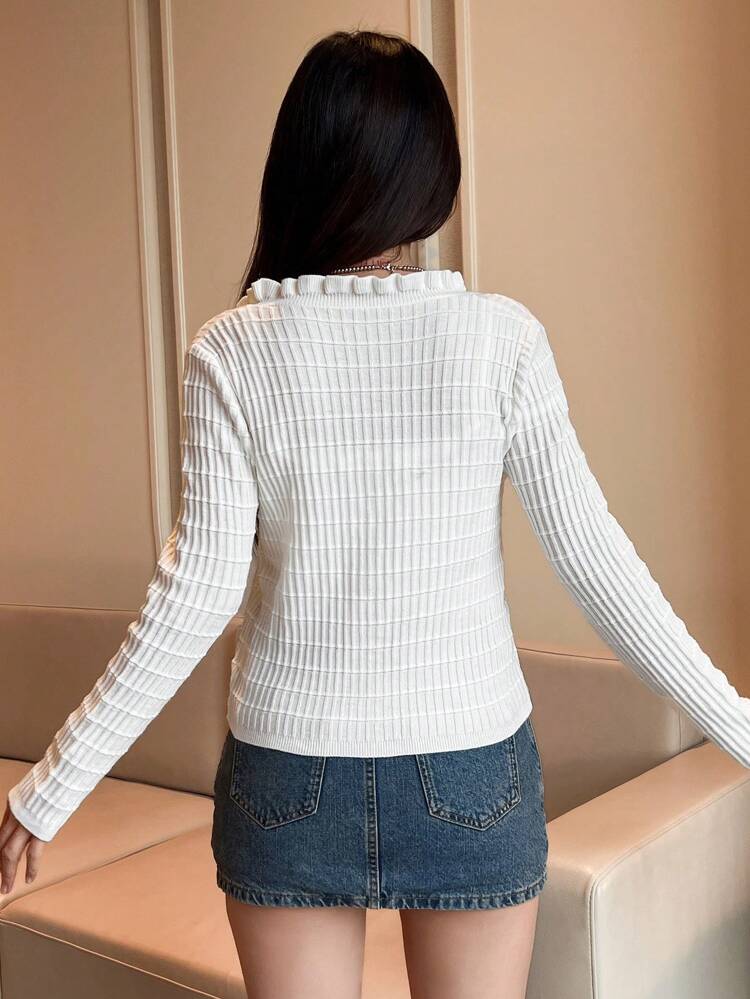 Women's Textured Frill Edging Knitted 2-Piece Set