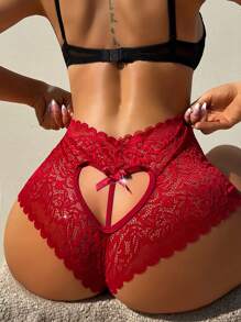 SHEIN 1 pieza Bragas de encaje sexy para mujer para salir - Burdeos - Ver 1