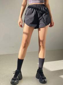 DAZY Ladies' Elastic Waist Drawstring Shorts Summer - Black - View 3