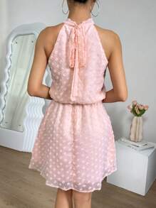 SHEIN Privé Eo-thắt chặt Halter Neck Đầm - Hồng - Xem 2