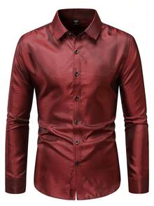 Manfinity AFTRDRK Nam Tay áo dài Áo sơ mi - Màu Đỏ Sâu - Xem 4