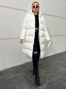 RueChic Plus Size Women'S Hooded Warm Coat - White - View 4