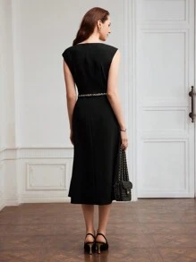 Robe Contrastée Tissée Avec Ruban