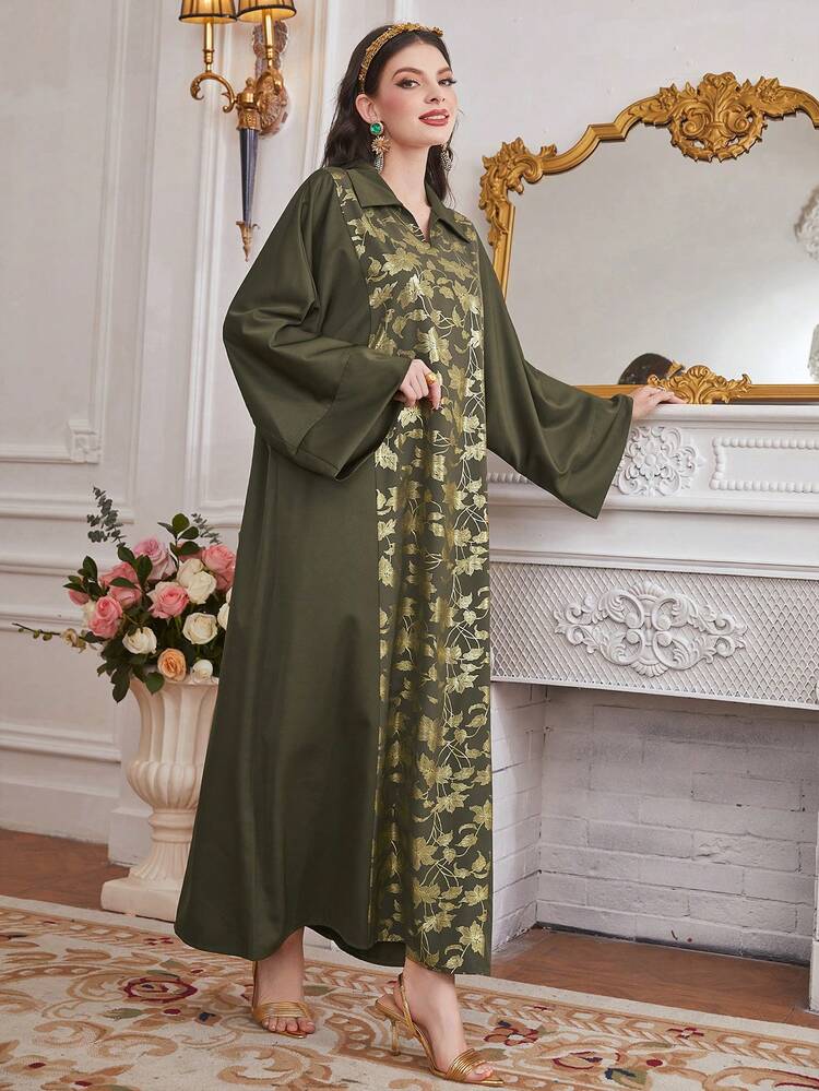 V-Neck Batwing Sleeve Dress