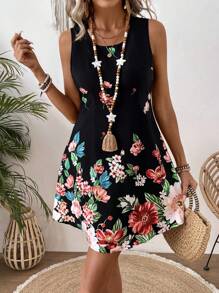 SHEIN LUNE Của phụ nữ Không tay In hoa Đầm - Nhiều màu - Xem 5