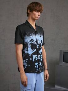 Manfinity VCAY Men's Short Sleeve Woven Casual Shirt - Black and White - View 6