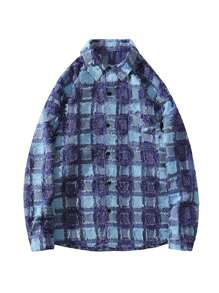 Men's Long Sleeve Brushed Plaid Shirt Jacket