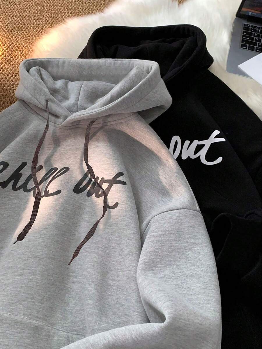 Claim Dot Men's Letter Print Long Sleeve Hoodie