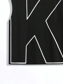 SHEIN 男孩休閒寬鬆字母印花連帽背心