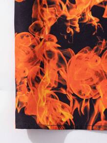 Teen Boys' Casual Street Flame & Letter Printed Shirt