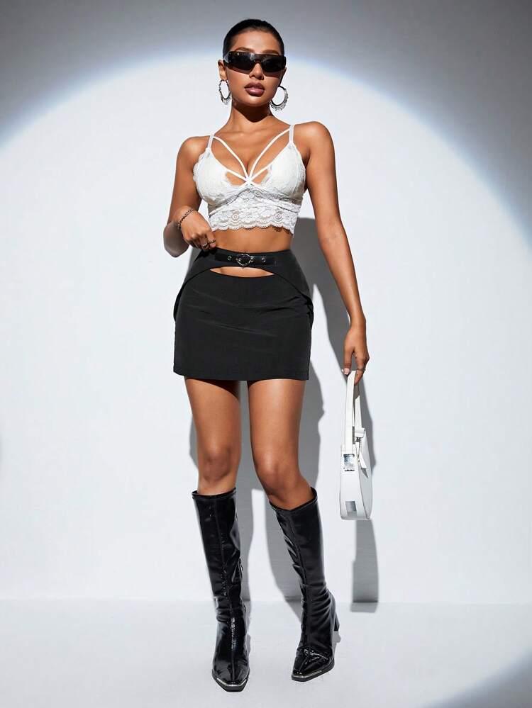 Women's Hollow Out Waist A-Line Skirt