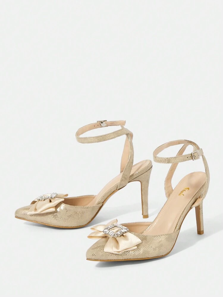 Women'S Fashionable High Heels With Bow Decoration