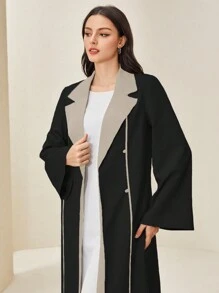 Al Najma Women's Colorblock Lapel Double Breasted Coat