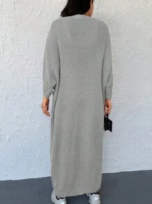 RueChic Dual Pocket Batwing Sleeve Duster Cardigan - Beige - View 2