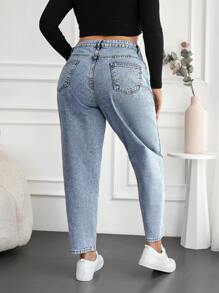 EURMUSE Mom Fit Kích thước lớn Của phụ nữ Denim Quần jean - Rửa nhẹ - Xem 2