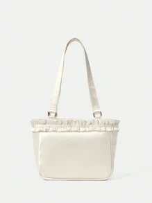 SHEIN MOD Của phụ nữ Đúng mốt Toàn trận Túi tote - Màu be - Xem 2