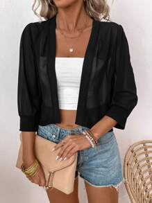 SHEIN LUNE Women's Perspective Cropped Jacket