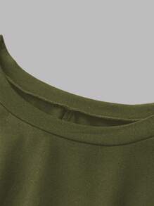 Flirla Kích thước lớn Của phụ nữ In Ngắn tay Đầm - Màu xanh Ô liu - Xem 5