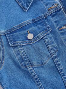 SHEIN MOD Của phụ nữ Ngắn tay Áo sơ mi Đầm Denim - Rửa trung bình - Xem 4