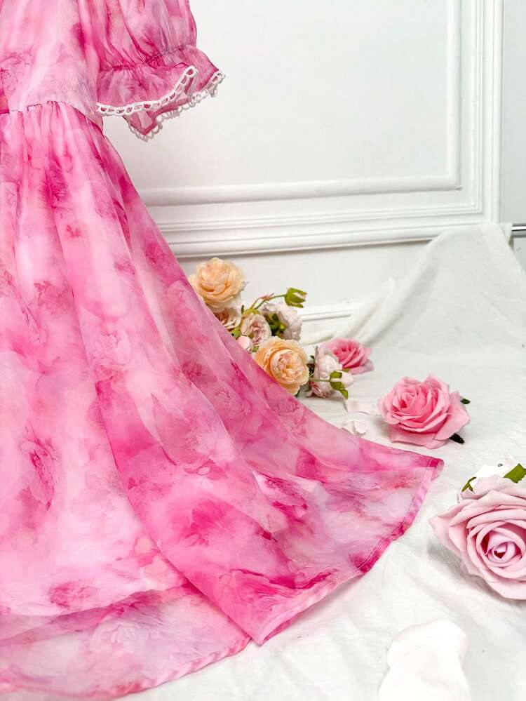 Floral Printed Women's Puff Sleeve Dress