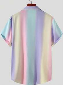 Manfinity Hypemode 男士漸變短袖襯衫 - 彩色 - 查看 2