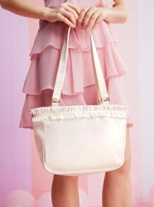 SHEIN MOD Của phụ nữ Đúng mốt Toàn trận Túi tote - Màu be - Xem 11