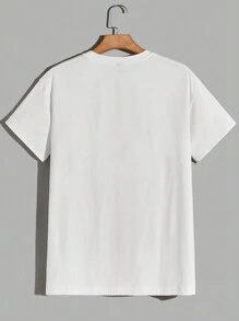 RueChic Men's Handwritten English Heart Symbol Printed T-Shirt - White - View 2