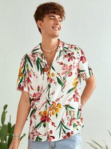 Manfinity VCAY Men's Loose Fit Woven Shirt With Flower Print - Multicolor - View 3